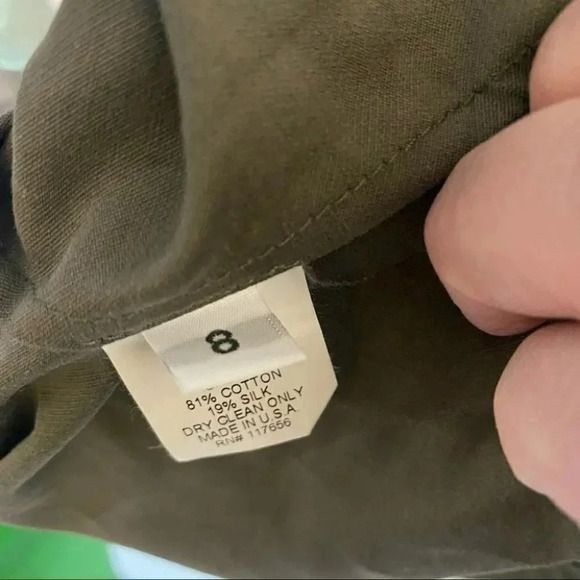 Thakoon 8 green cotton silk blend rolled collar V back smock top - Picture 7 of 8